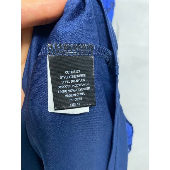 Trixxi Juniors Navy Sleeveless Lace Sheath Dress 12 - Picture 4 of 6